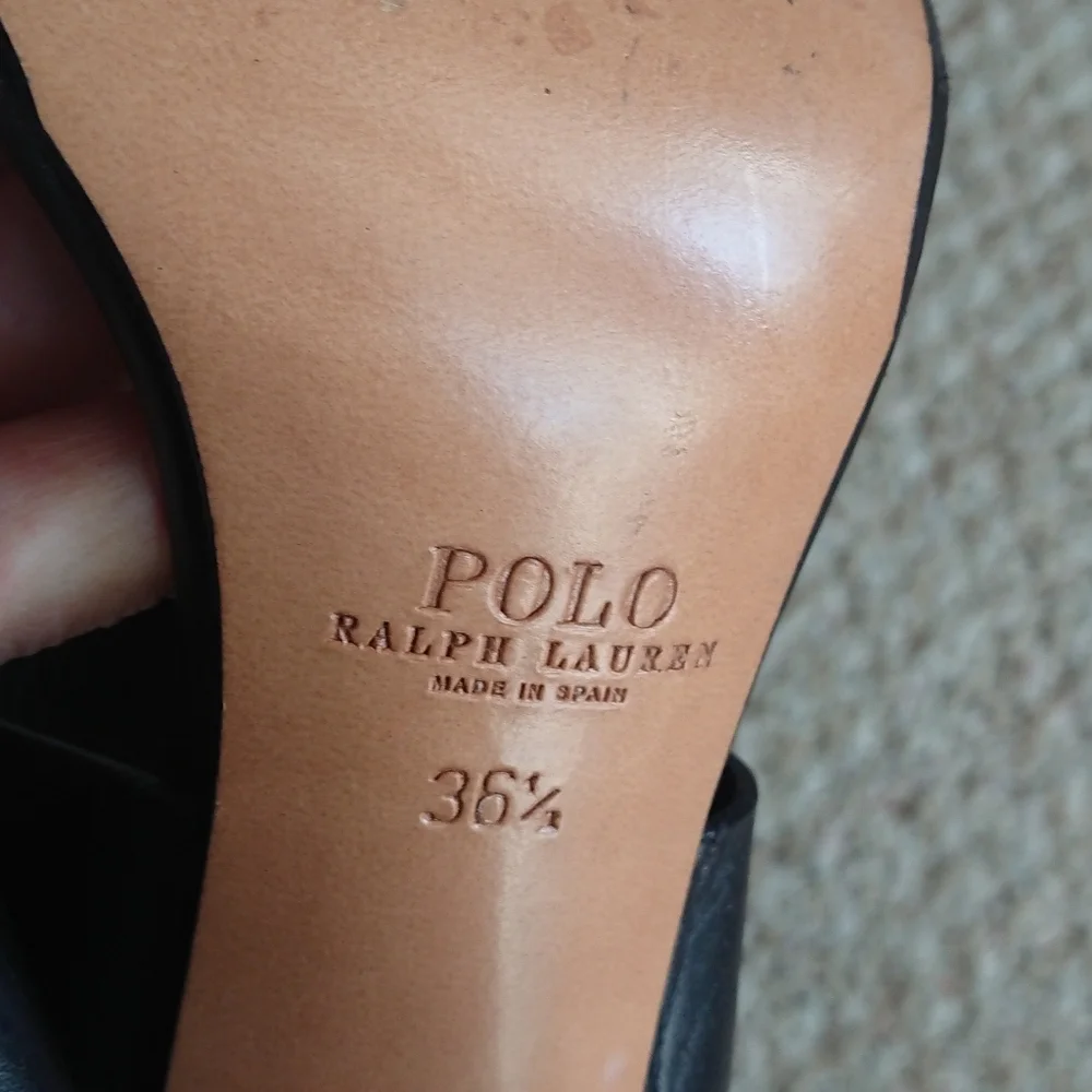 Polo Ralph Lauren Black Strappy full grain leather Sandals size 6.5